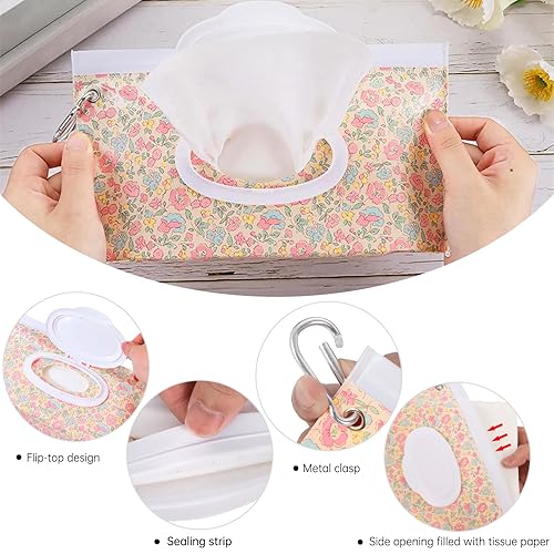 Miniatura 5 de 2 paquetes de dispensador de toallitas para bebé, soporte portátil para toallitas húmedas recargable, contenedor de toallitas húmedas reutilizables,