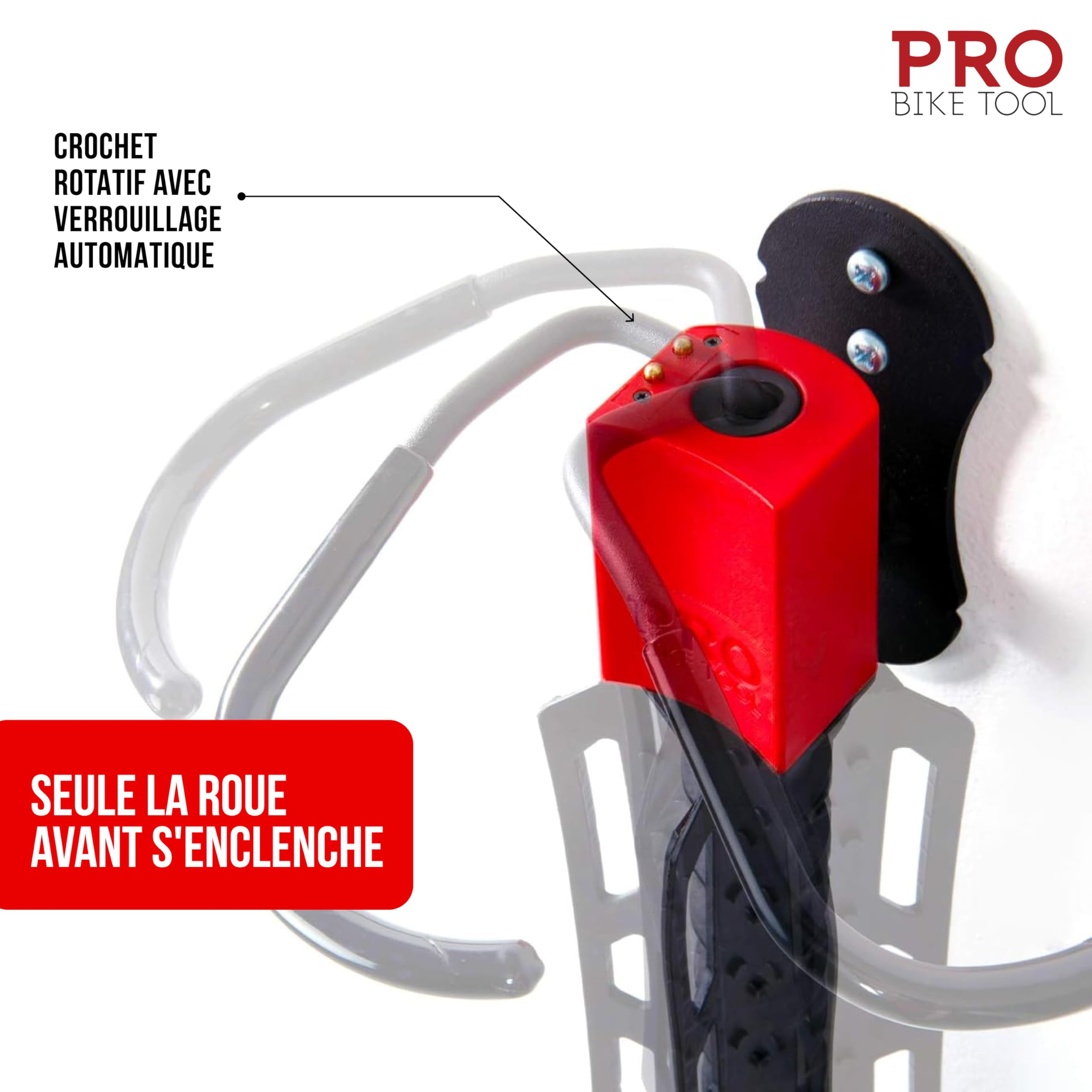 PRO BIKE TOOL Support Mural pivotant pour vélo - Support de Rangement Vertical intérieur pour 1 vélo dans Le Garage ou à la Maison - Porte-vélos - Crochet pour vélo