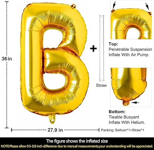Miniatura 21 de Lovoir Globos dorados grandes de 40 pulgadas con la letra I de gran tamaño, globo de helio de aluminio de Mylar para fiestas de cumpleaños, Letra