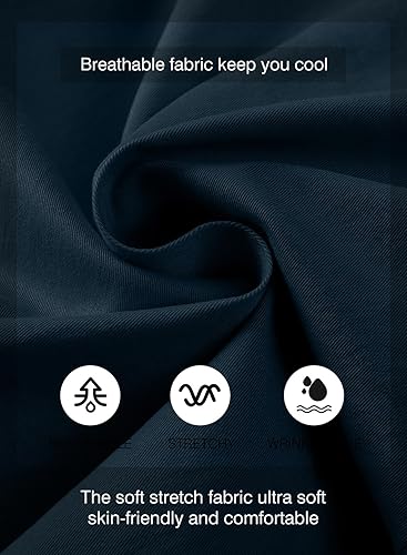 Vista 4 de JMIERR - Pantalones cortos informales para hombre, pantalones cortos de golf, pantalones chinos con cordón, de tela de sarga elástica, para verano