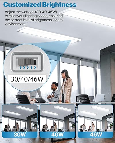 Miniatura 5 de Sunco Lighting Paquete de 6 luces LED de panel plano de 1x4, CCT doble seleccionable 3500K4000K5000K y potencia seleccionable 30W40W46W, 5700LM,