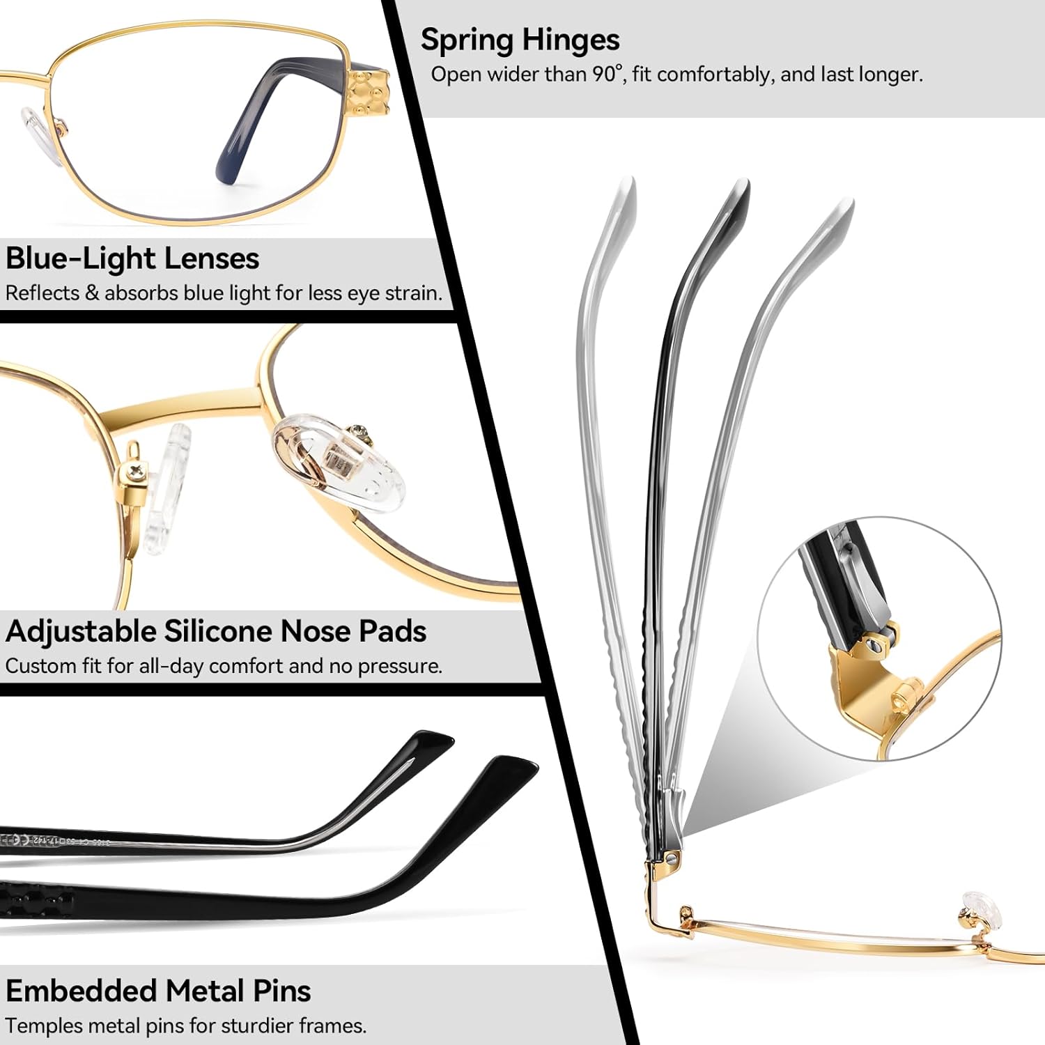 Dollger Rectangle Blue Light Blocking Glasses for Woman Men Small Y2K square Metal Frame Bluelight Computer Screen Gaming