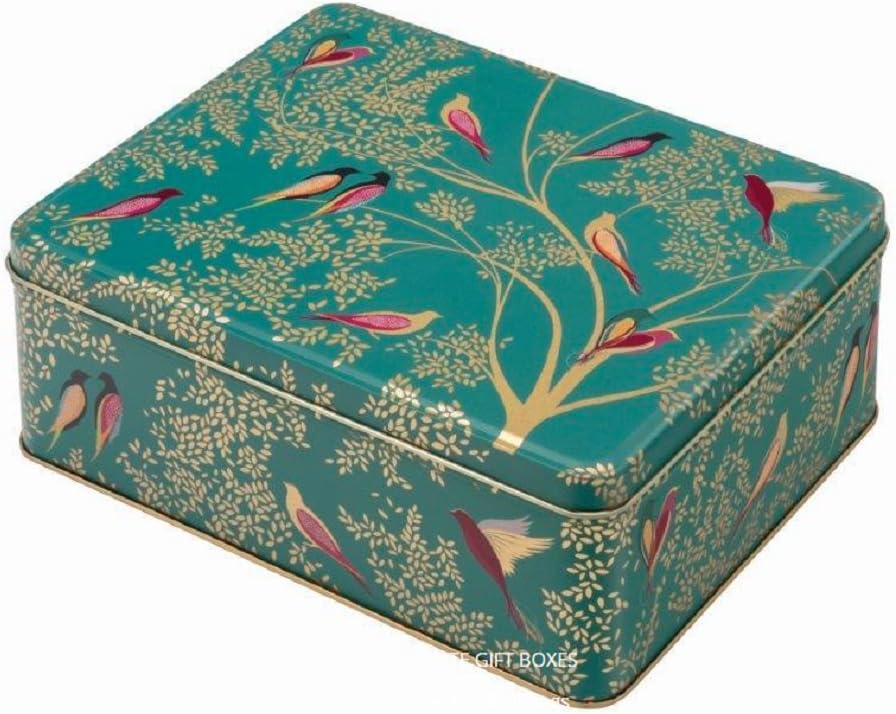 Elite Gift Boxes Sara Miller - Green Birds Deep Rectangular Tin