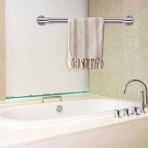 Miniatura 8 de Uonlytech Soporte de acero inoxidable para barra de armario con fijación segura de tornillo para baño, toalla de cocina y varillas para colgar ropa,