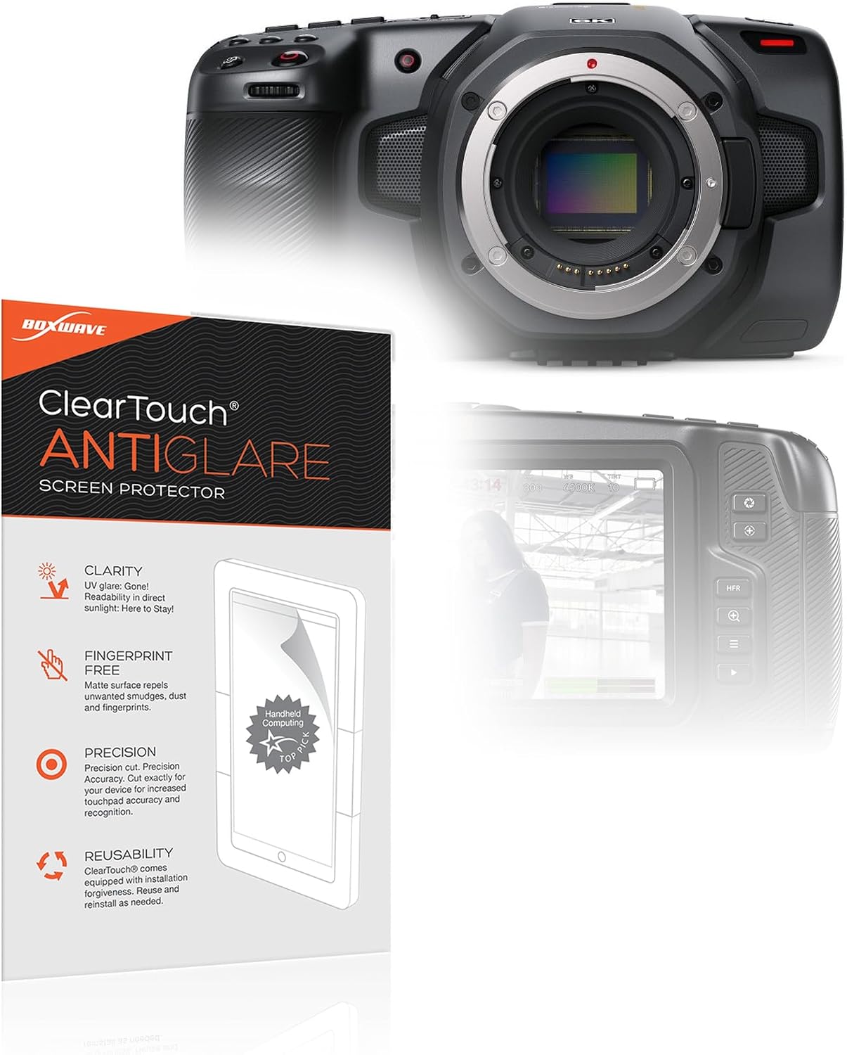 BoxWave Screen Protector Compatible with Blackmagic Pocket Cinema Camera 6K - ClearTouch Anti-Glare (2-Pack), Anti-Fingerprint Matte Film Skin
