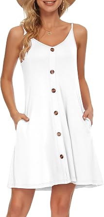 MISFAY Womens Spaghetti Strap Cover-Up Dress with Pockets