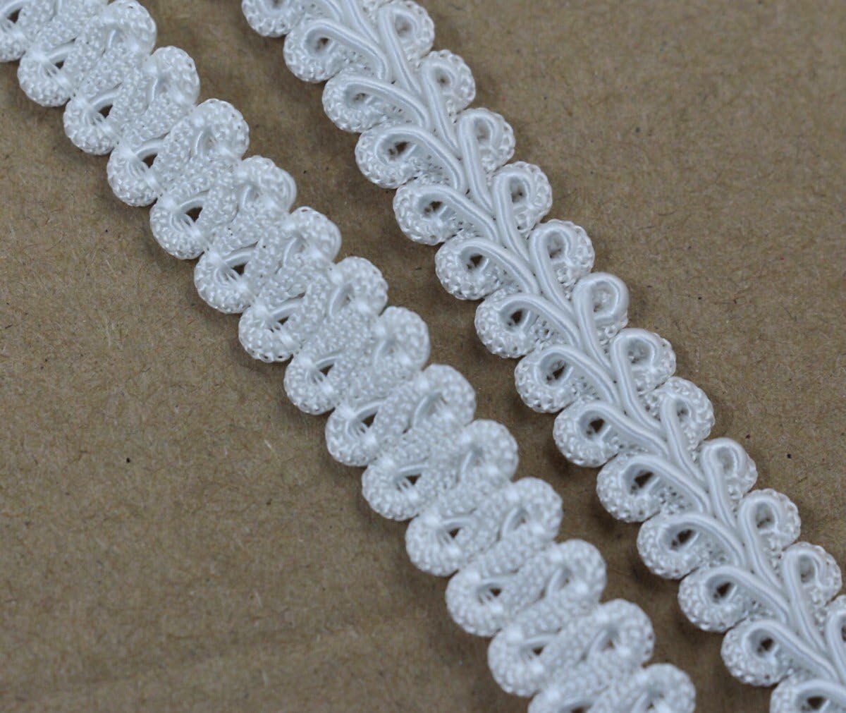 CHENGYIDA 10 Yards WHITE - Braided GIMP Fabric TRIM Crafting and Sewing projects 3/8"