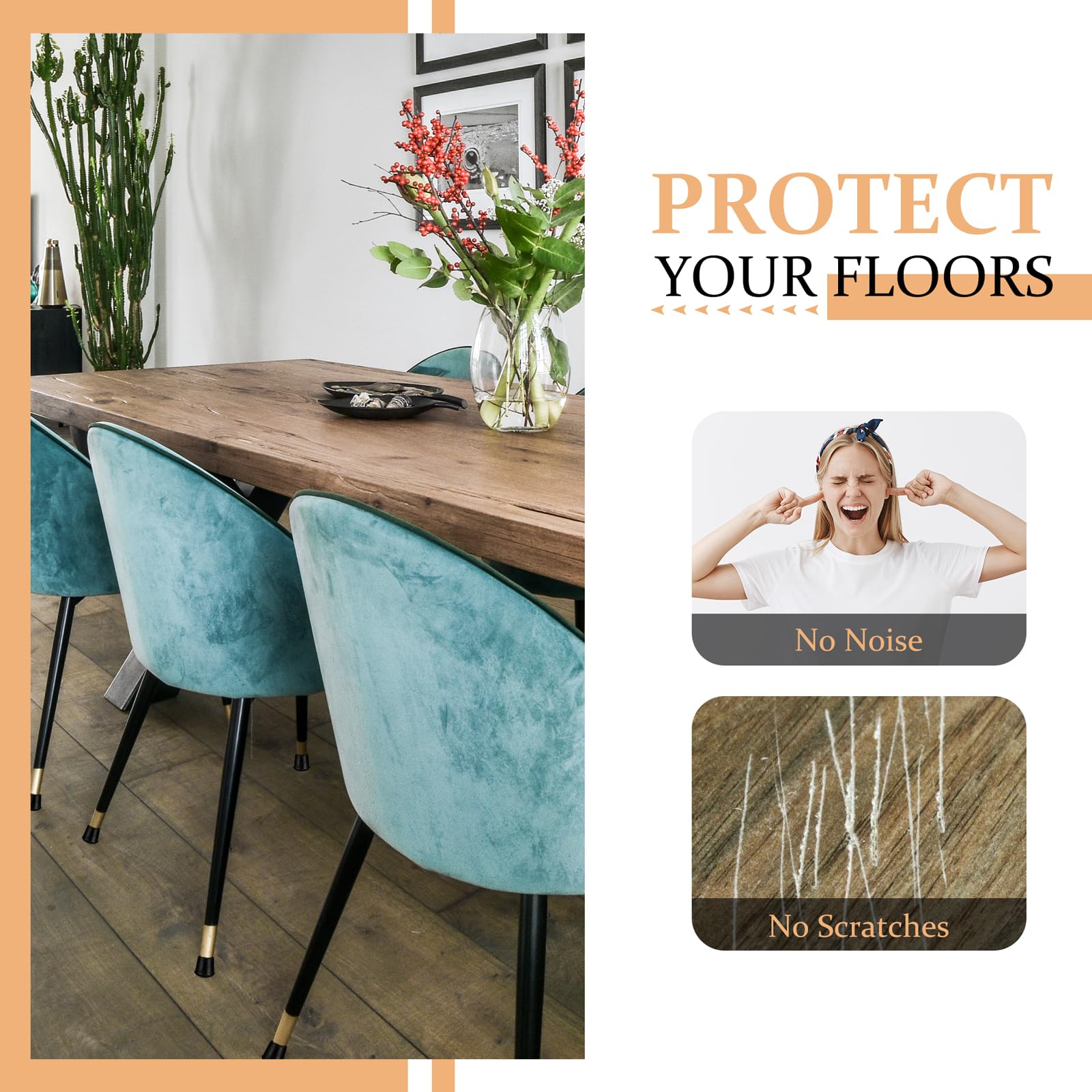 VOCOMO 1 Round Rubber Chair Leg Tips Caps Chair Leg Floor Protectors Furniture Legs Caps Non Slip Reduce — view 3