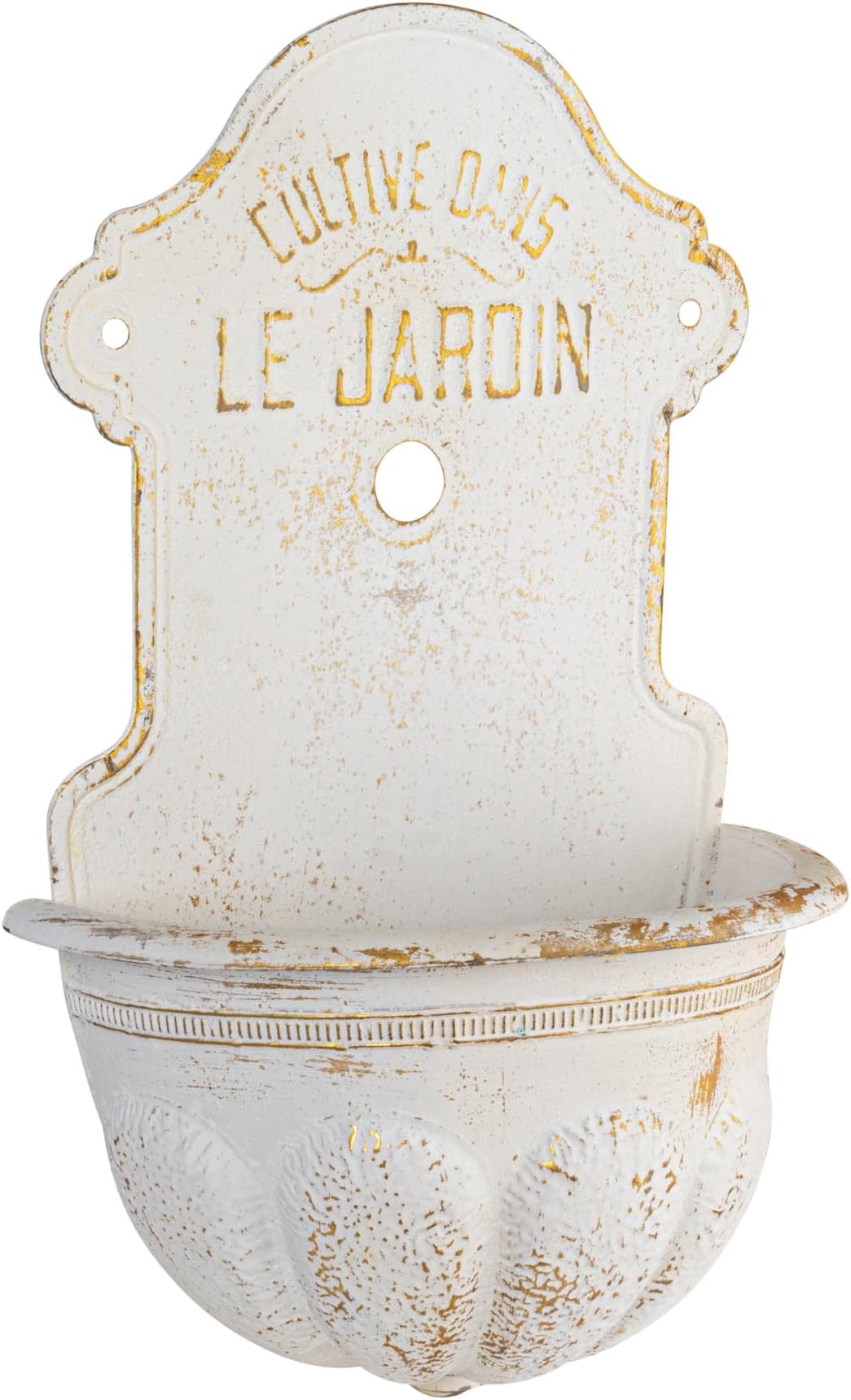 Creative Co-Op Metal Wall-Mounted Planter with Distressed Finish, White