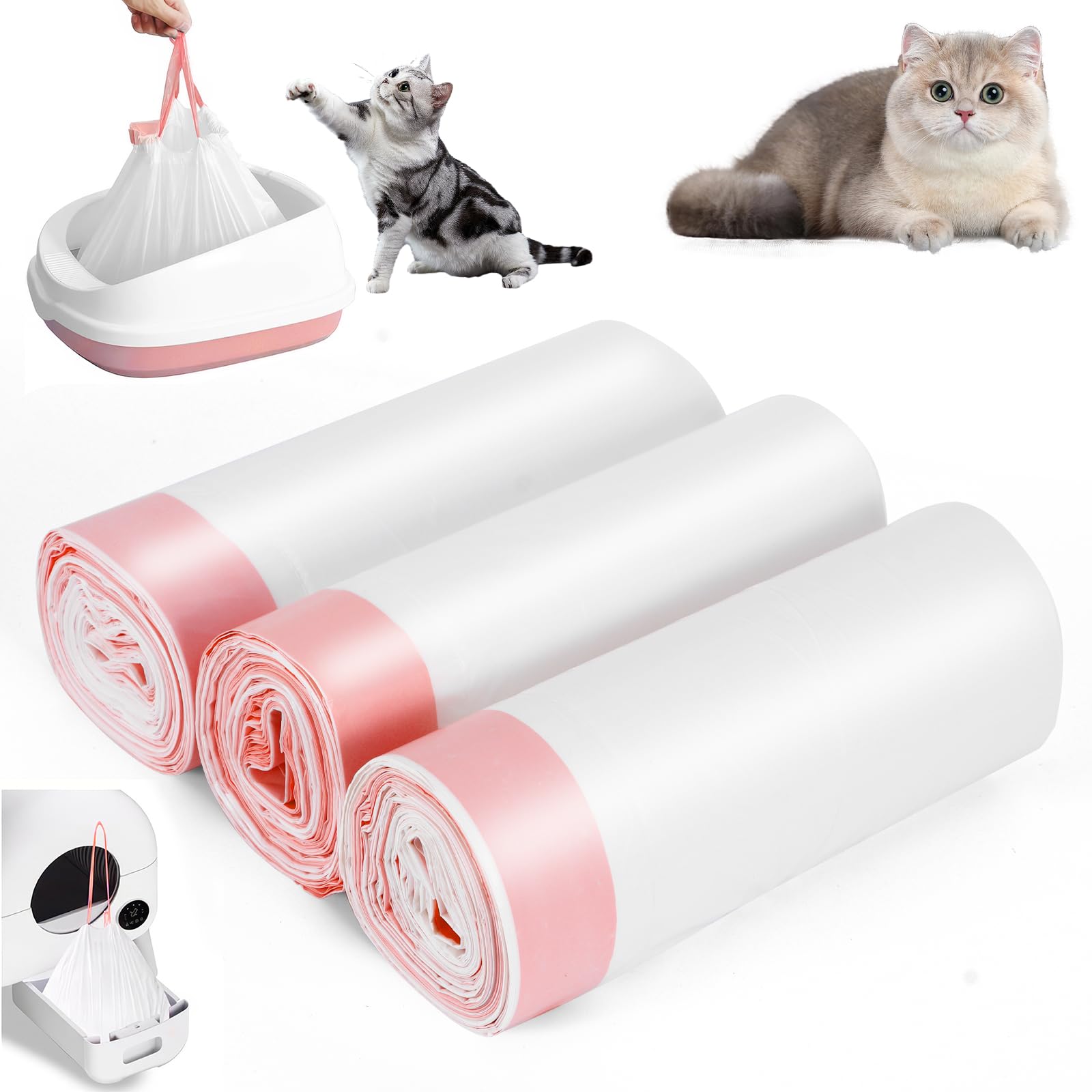 Cat Litter Tray Liners, 30PCS Cat Litter Bags Liners with Drawstring Scratch Resistant and Leak Proof