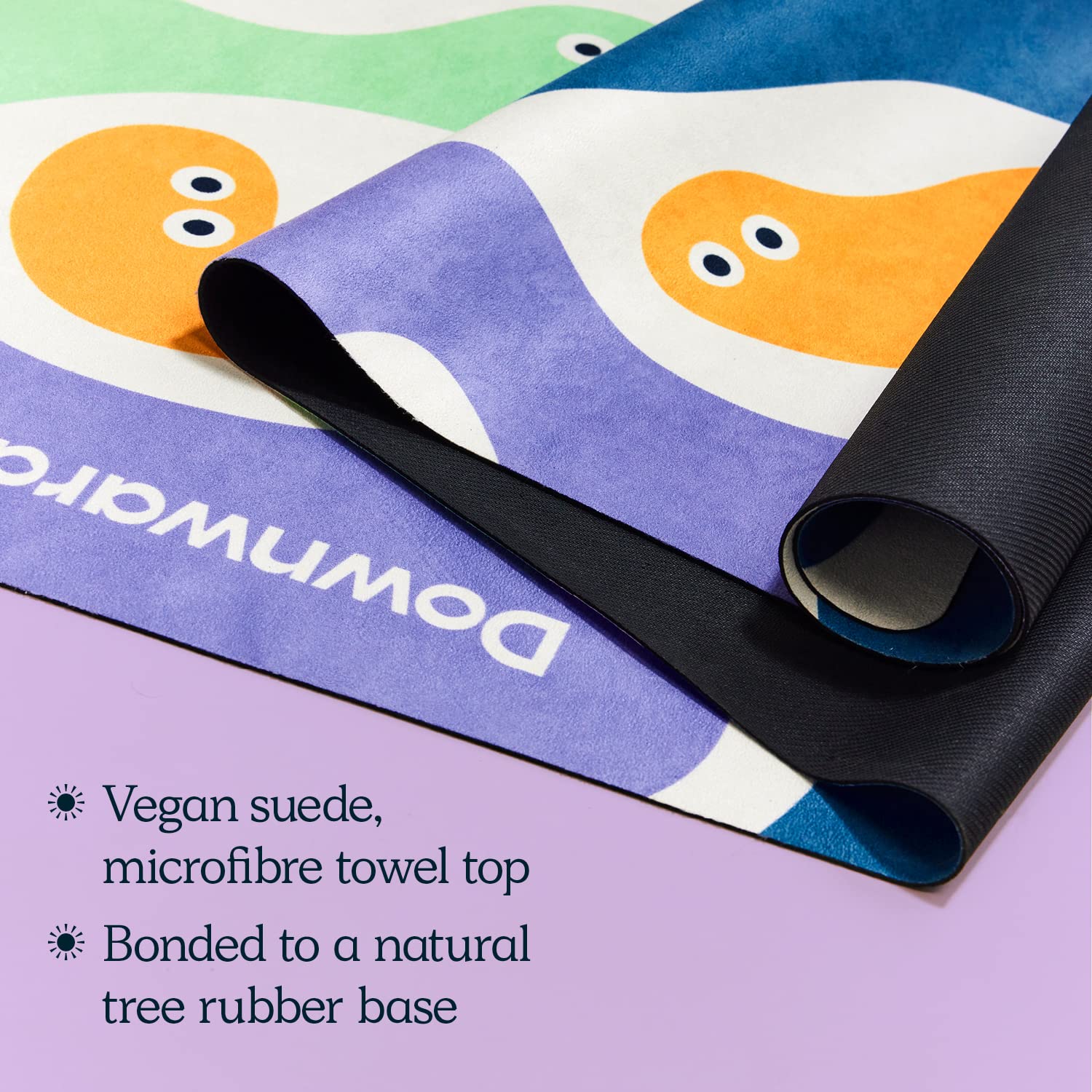 Downward Frog Kids Yoga Mat Girls And Boys - Eco Friendly Yoga Mat For Kids. Colourful Patterned. Foldable Lightweight & Travel Friendly Childrens Yoga Mat. Natural Rubber, Vegan Suede Multi Purpose