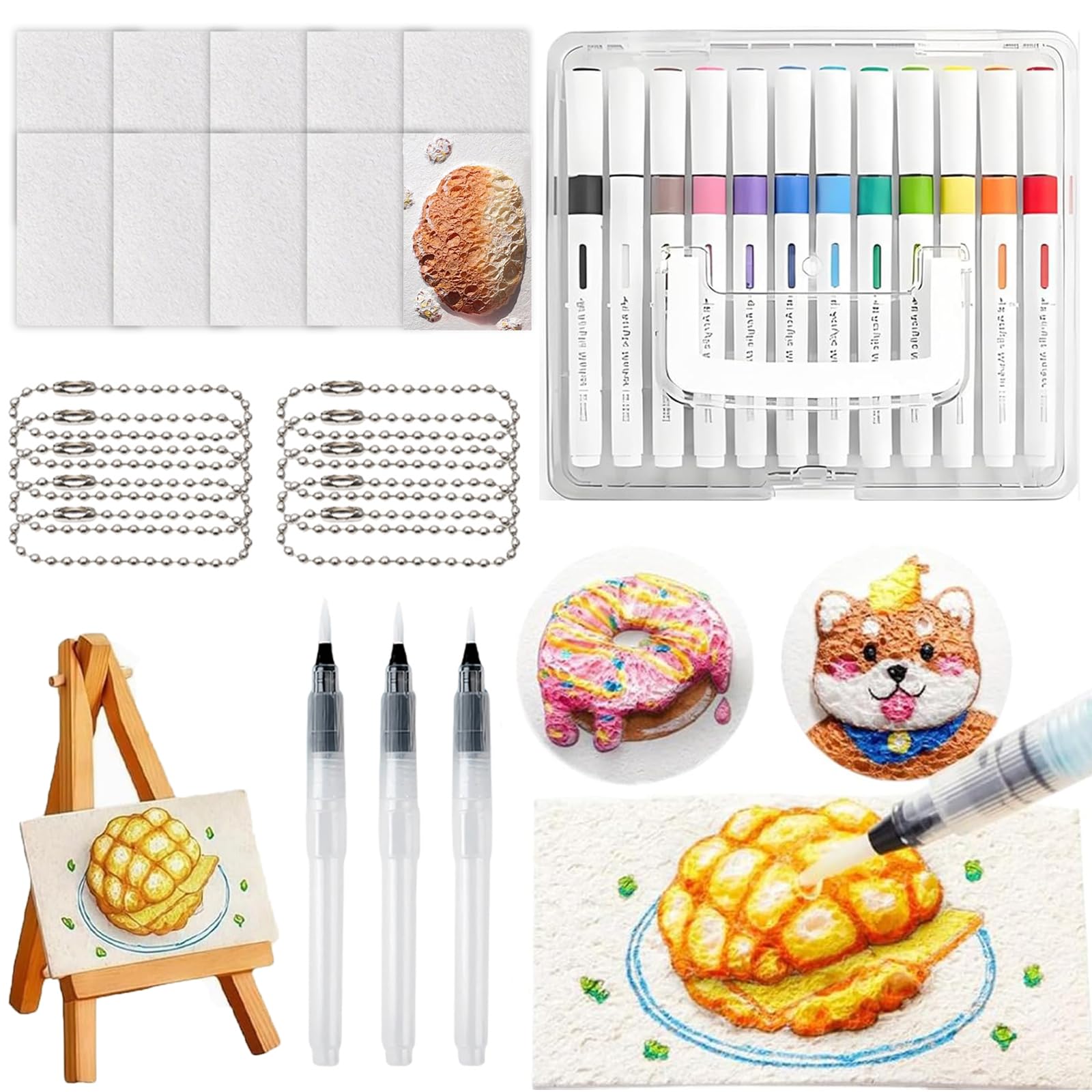 3D Magic Foam Painting, Magic Foam Texture Painting Kit, Magics Puffy Paint, 12 Colors Brush Tip Acrylic Paint Markers for Painting, Art, Craft Supplies (Rectangular)