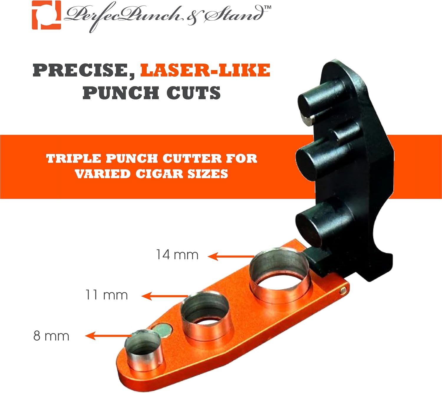 Perfec - PerfecPunch & Stand | Triple-Punch Cigar Cutter and Cigar Stand, Sharp Cigar Punch Blades and Stable Cigar Stand, Multifunctional Cigar Punch Tool