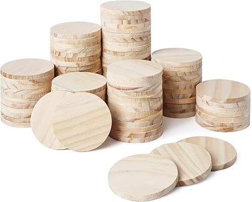 Miniatura 1 de 100 piezas de círculos de madera pequeños de 2 pulgadas, discos redondos sin terminar, adornos de madera en blanco para manualidades, proyectos