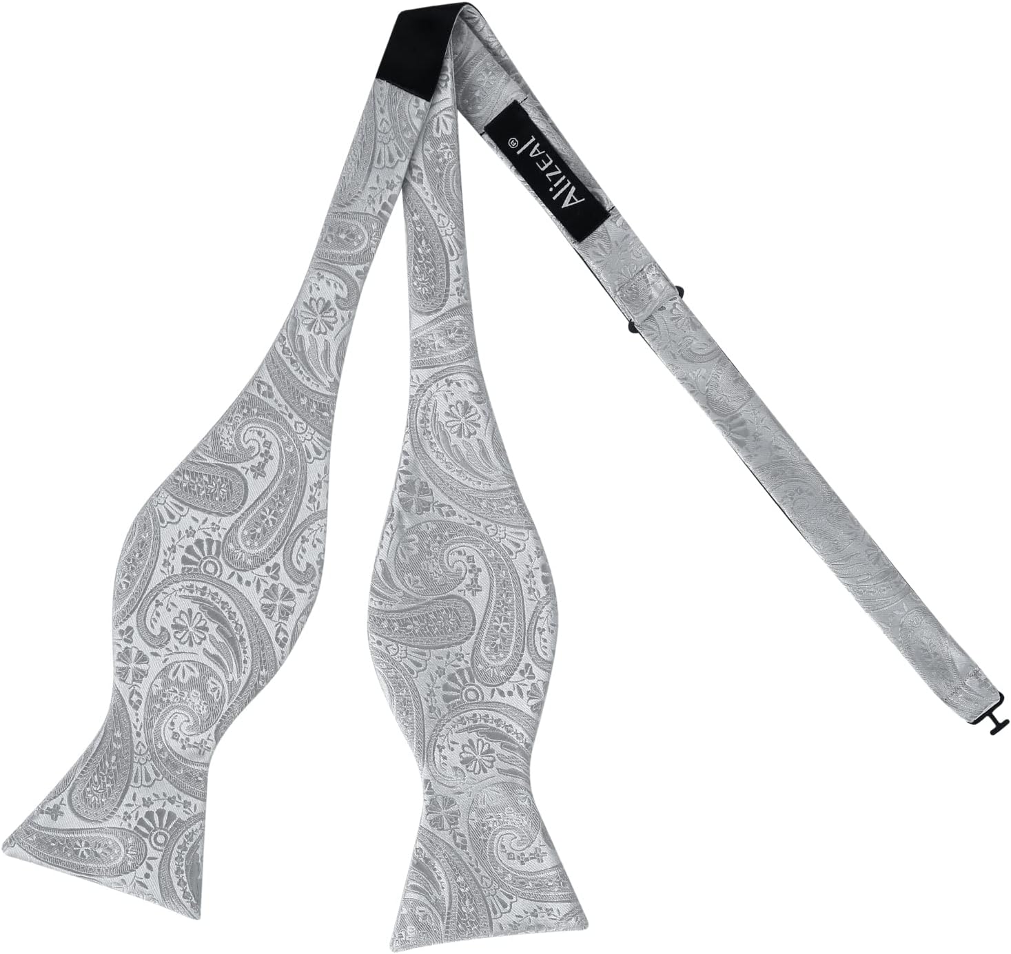 Alizeal Mens 2pcs Paisley Jacquard Tuxedo Self Tied Bow Tie with Pocket Square Set - Image 3