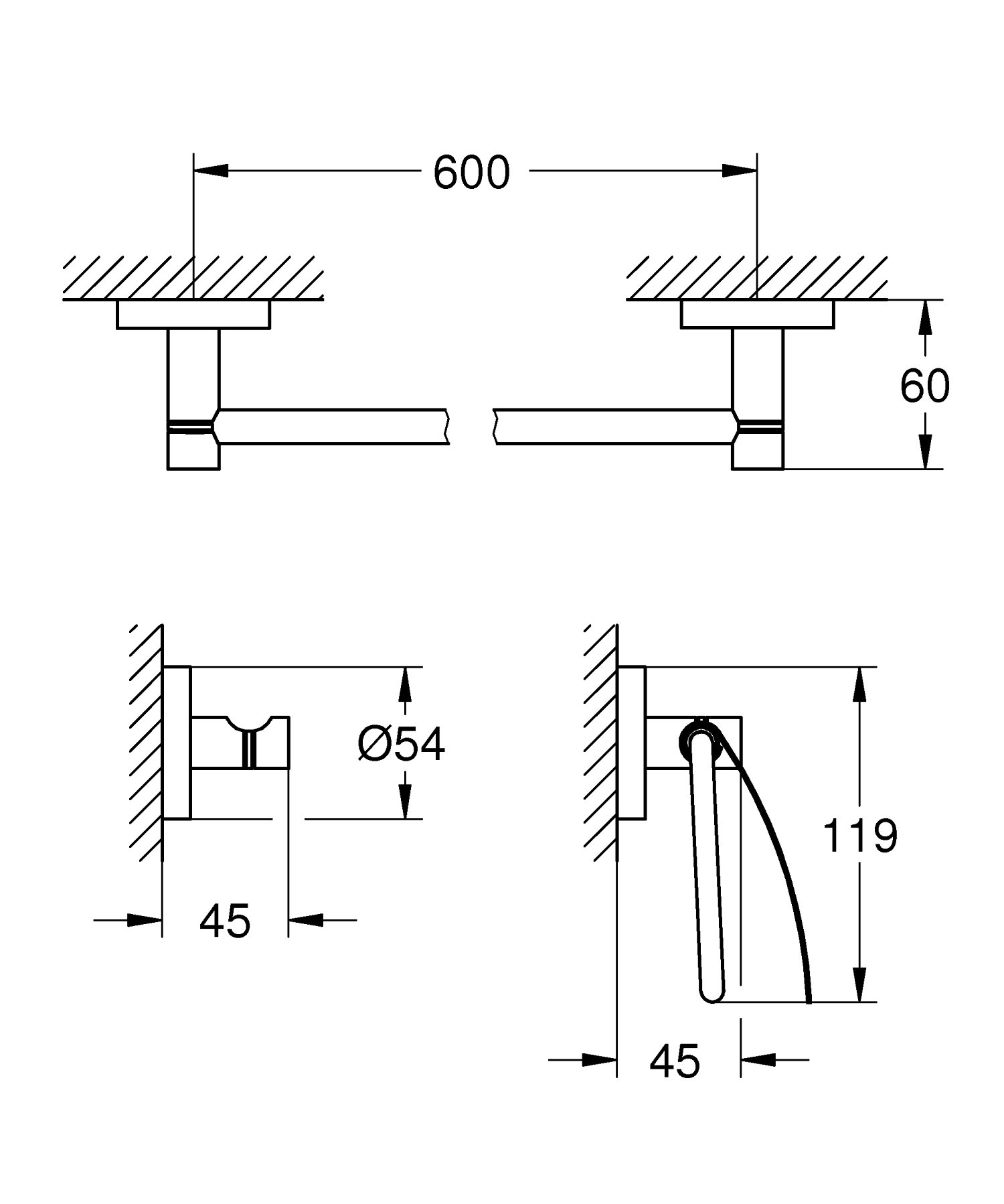 GROHE Essentials 40775DC1 Set d’Accessoires 3-en-1/import Allemagne