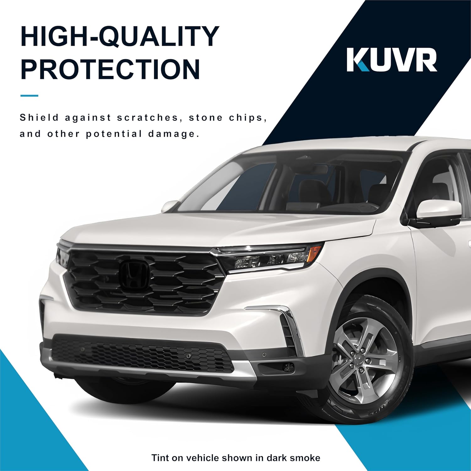 Pre-Cut Front Emblem Tint Compatible with Honda Pilot 2023-2025 | Precision Cut Stretchable PPF Vinyl Overlay Cover Wrap Dark Smoke (Pack of 2)