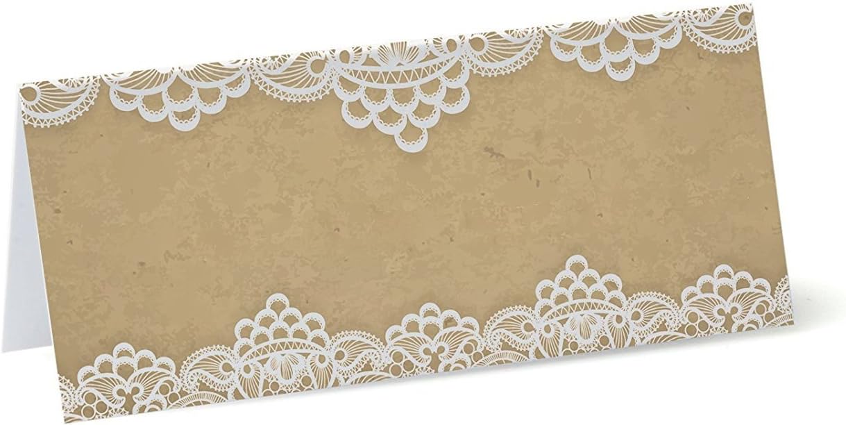 Lace Table Place Name Cards 90mm x 37mm, Plain for Wedding, Conference, Parties (10)