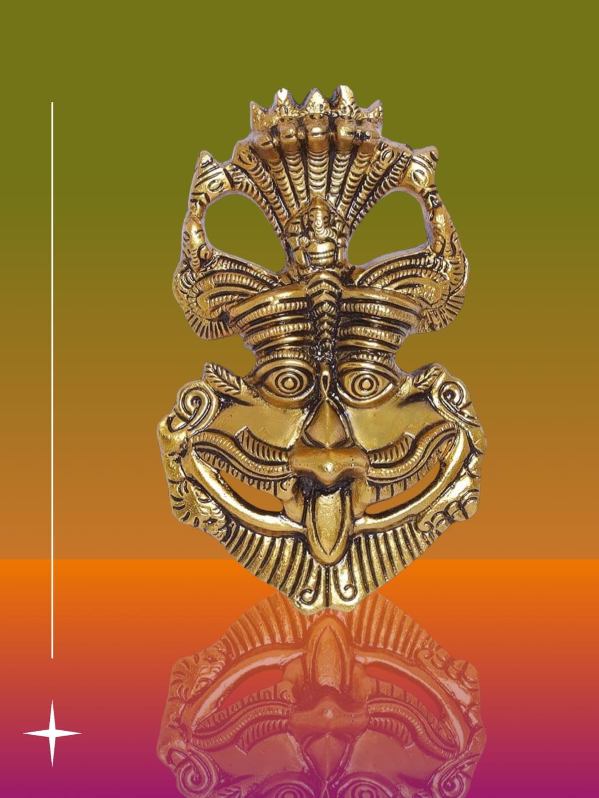 Denique Metal Nazar Battu Keertimukh Idol for Wall Hanging Showpiece,Nazar Battu Bhoot Mahakal Face for Home Nazar Suraksha Kawach Mask for Evil Eye Protector Office 4