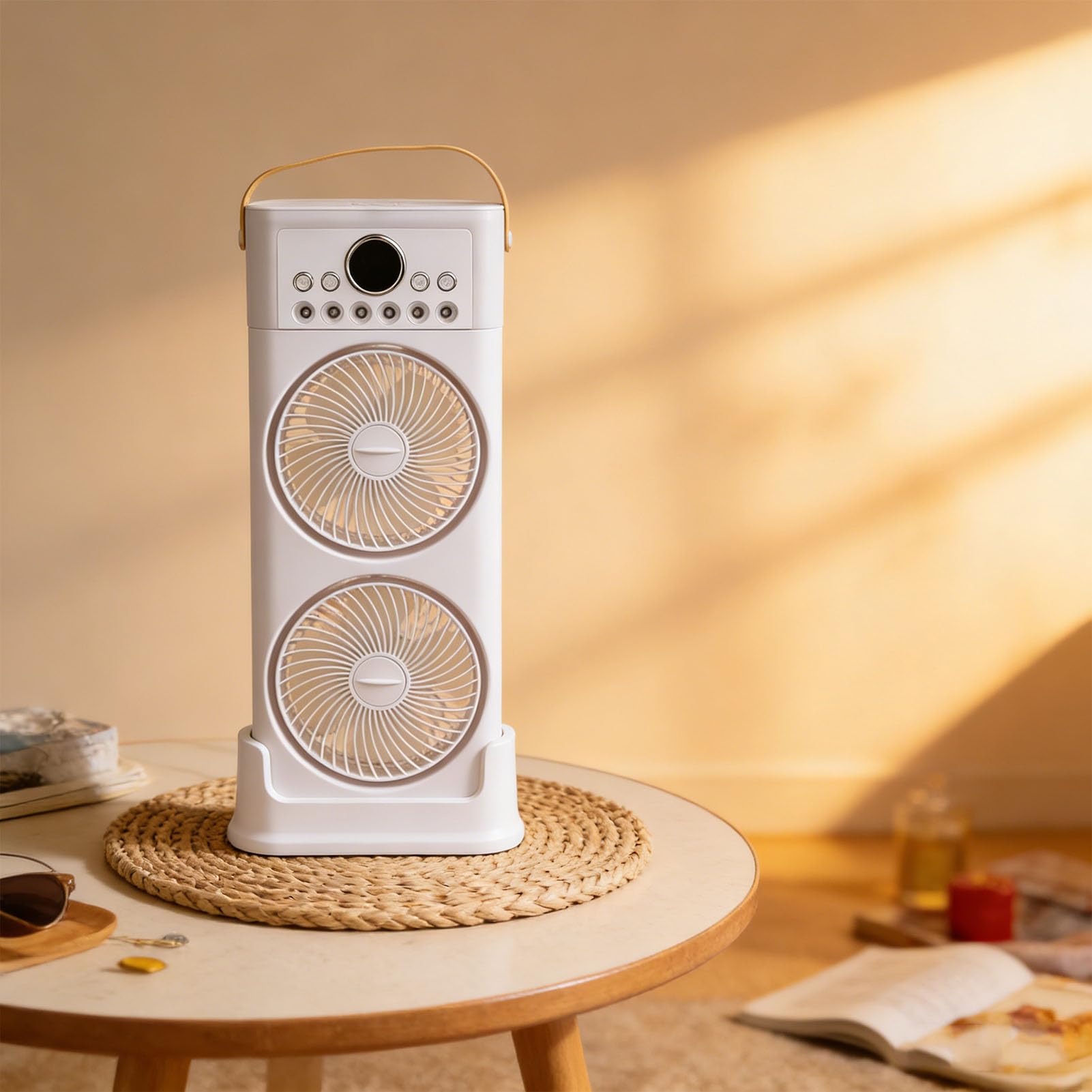 Asixxsix Ventilatore Nebulizzante, Umidificatore con Ventola di Raffreddamento con Rotazione a 360 Gradi con 6 Ugelli Spray e Telecomando, sistemas di Raffreddamento a Doppia Ventola
