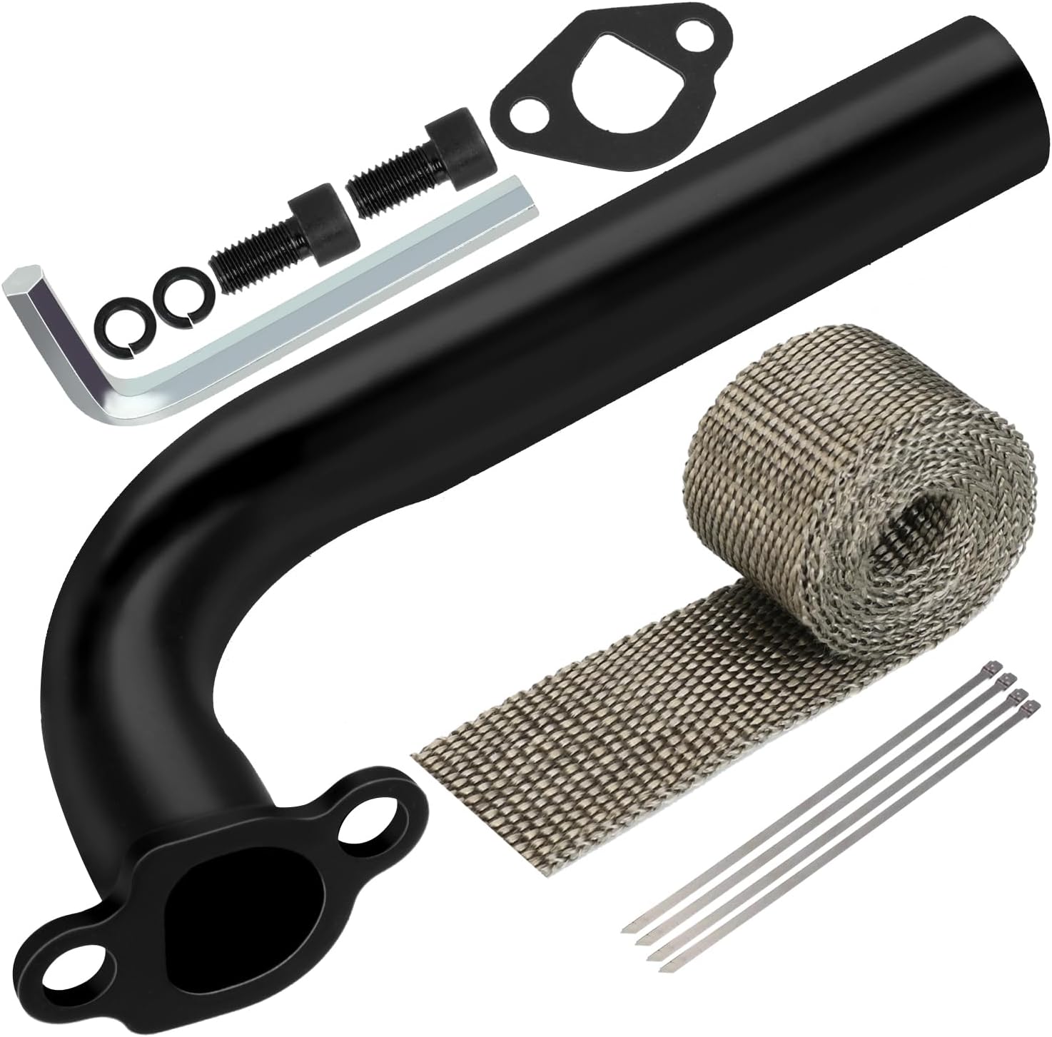 YOXUFA 212cc Exhaust Pipe Header Replacement for Predator 212cc 196cc 224cc 6.5hp Coleman CT200U CT200U-EX BT200X KT196 Baja Warrior Massimo MB200 Mini Bike Go Kart GX160 GX200 Small Engine Parts