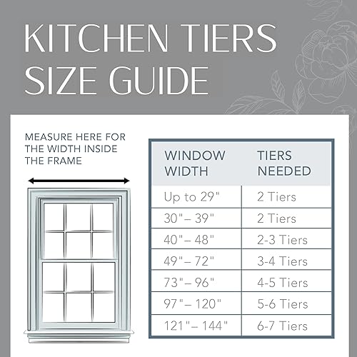 Miniatura 6 de Cortina de ventana con niveles, para cocinacafé con vainica sólida con varilla. Elrene Home Fashions 026865775327