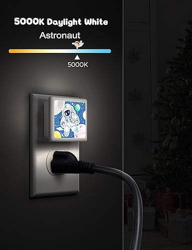 Miniatura 2 de LOHAS - Luces nocturnas para niños enchufables a la pared, paquete de 2, luz nocturna LED de astronautas para niños, sensor de atardecer a amanecer,