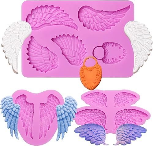 Moldes de silicona con alas de ángel, 3 paquetes de alas para baby shower, decoración de pasteles, adornos de cupcakes, resina de arcilla con disponible en Yaxa Colombia