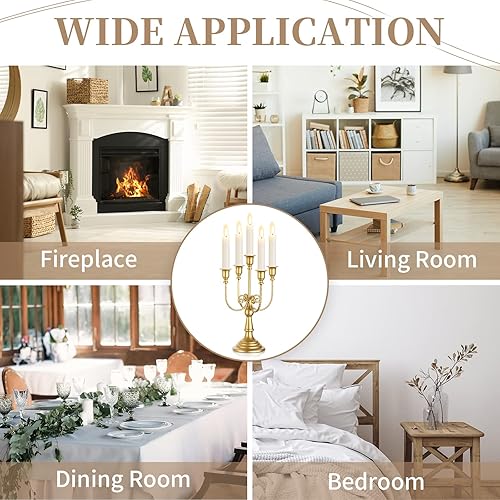 Miniatura 5 de Sziqiqi Portavelas dorado para candelabros, juego de 2 a 5 vástagos de metal para velas cónicas para centros de mesa, boda, cumpleaños, chimenea,