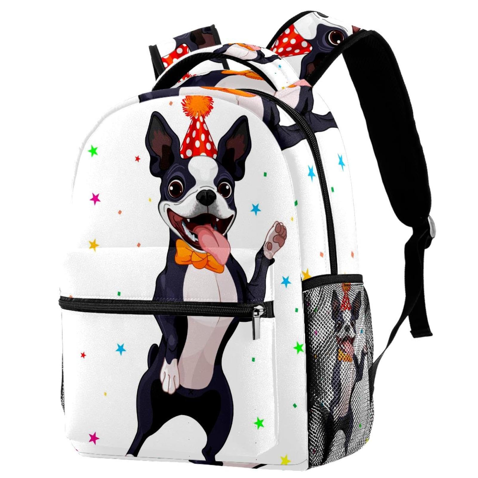 Sac à dos d'école Boston Terrier mignon pour collège, lycée et loisirs