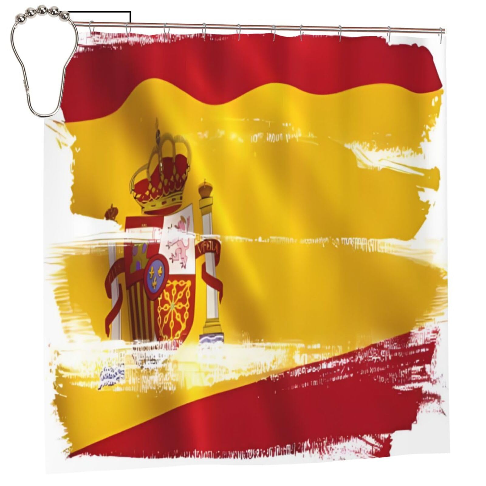 Klgrtjhk Iron Spain Flag Shower Curtain 72X72in Bathroom Curtain﻿