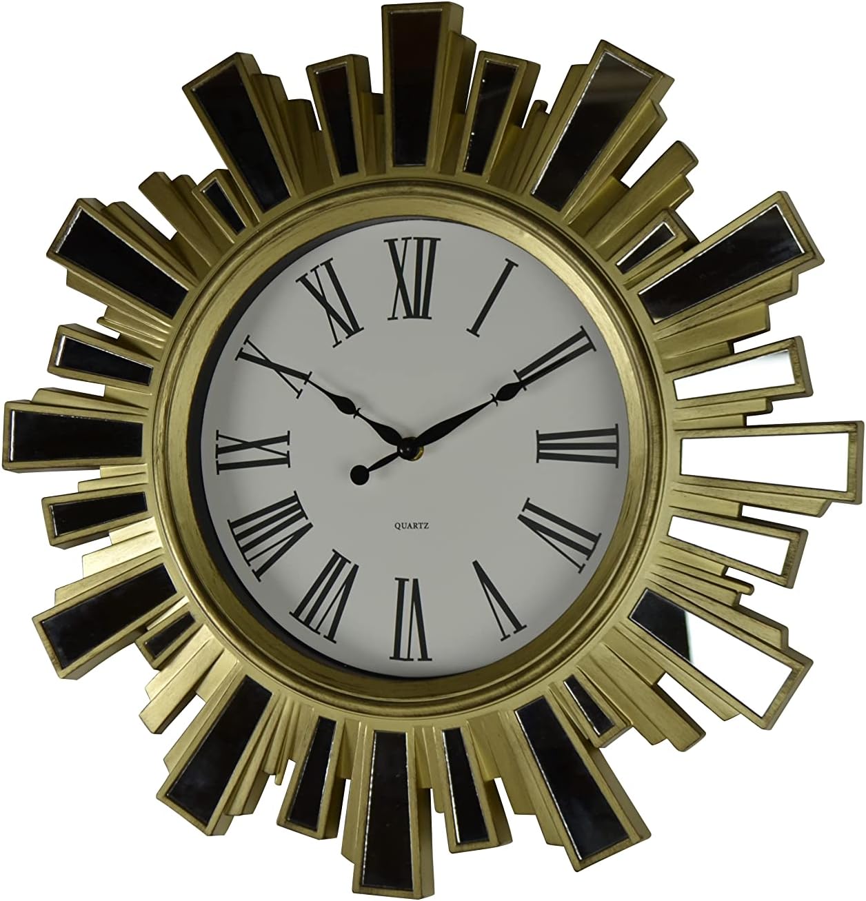 Gold and Mirror Starburst Wall Clock with Quartz Movement