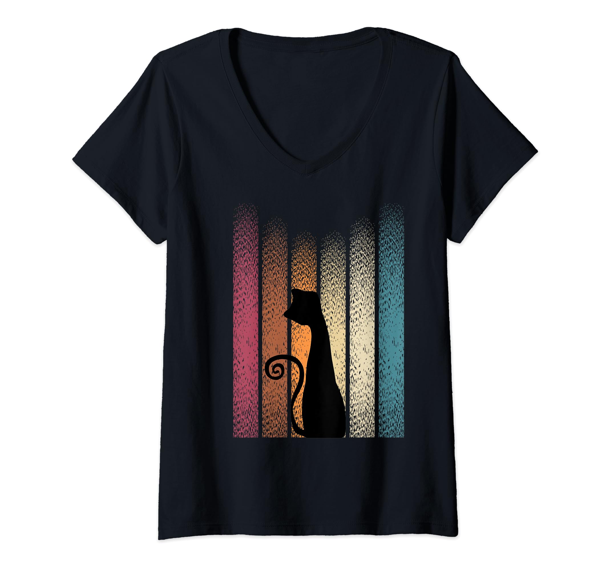 Vintage Retro Look Cats - Cat lovers - Cat Shadow V-Neck T-Shirt