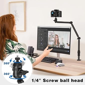 Webcam Stand Mount 31 Desk Camera Mount with 1/4 '' Screws for DSLR Cameras Ring Light Project Logitech Webcam Handcam Gopro Hero 8 7 6 5