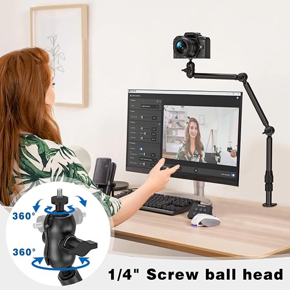 Webcam Stand Mount 31 Desk Camera Mount with 1/4 '' Screws for DSLR Cameras Ring Light Project Logitech Webcam Handcam Gopro Hero 8 7 6 5