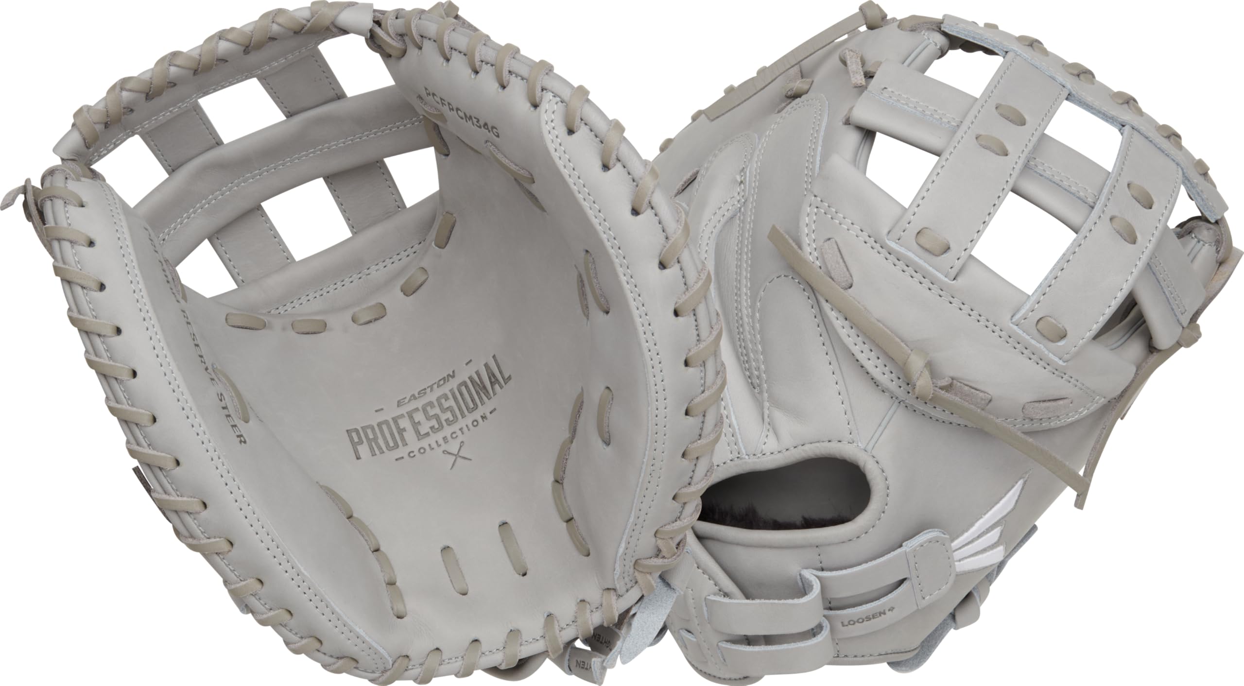 Easton | Professional Collection Fastpitch Softball Catcher's Mitt | Right Hand Throw | 34" - Modified Pro H-Web | Grey