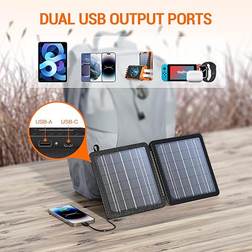 Miniatura 4 de GOODaaa Cargador solar portátil de 10 W con salidas USB duales, tamaño plegable súper práctico 24%, paneles solares de alta eficiencia de