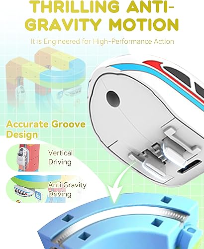 Miniatura 4 de Juego de tren eléctrico, pista de carreras flexible, 88 piezas de juguete de pista, diseños integrados en 3D que desafían la gravedad y coche