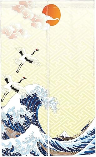 Miniatura 7 de JCETUNO Cortina japonesa Noren para puerta de entrada, cortina de Feng Shui, 43 pulgadas de ancho, grúa