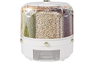 Rice Dispenser - 6-Grid Rotating Dry Storage Dispenser