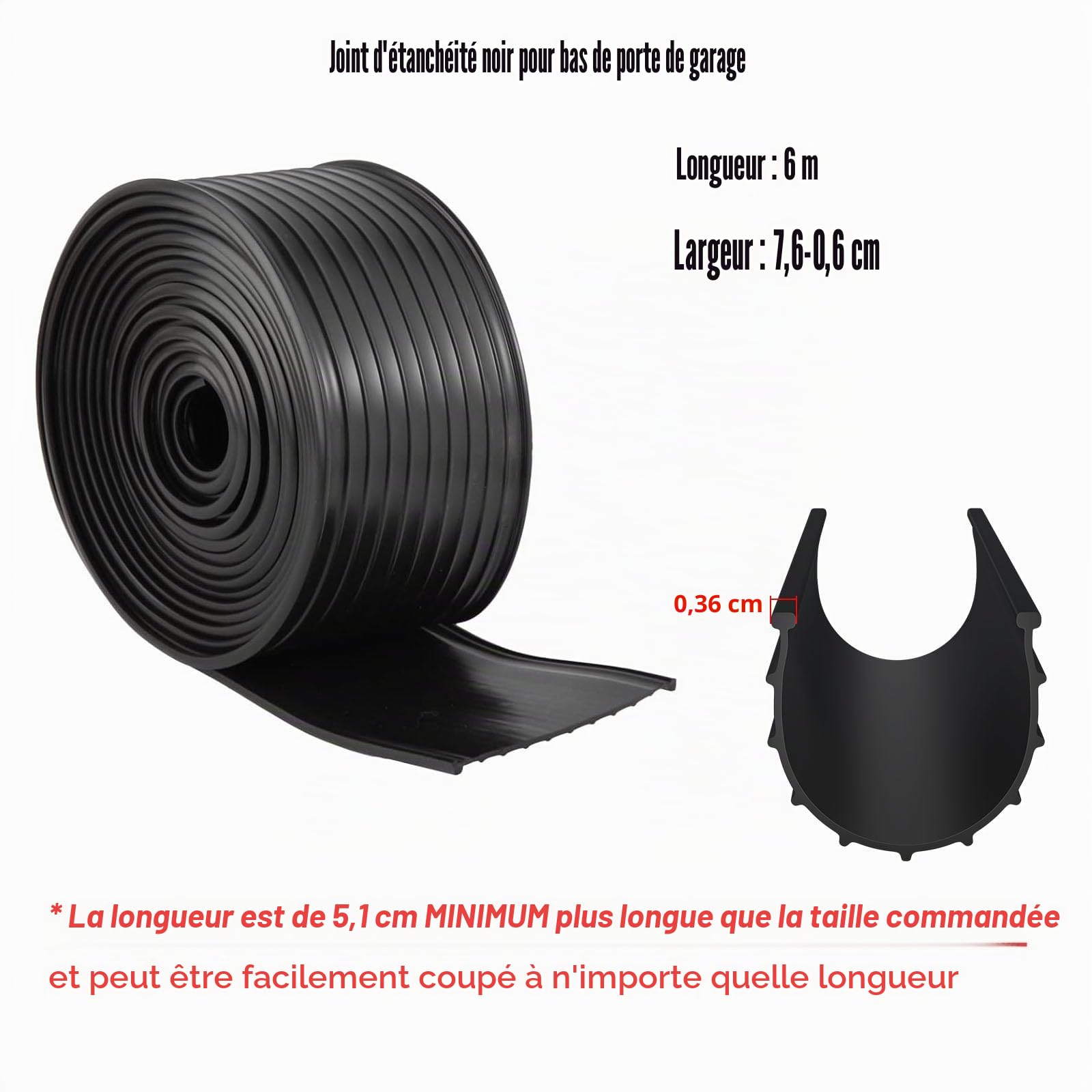Wayne Dalton 154448 Joint d'étanchéité de bas de porte de garage pour portes de 4,9 m de large (4,9 m)