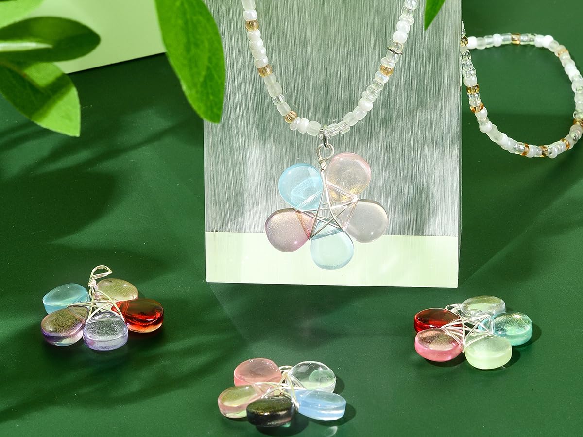 Ipotkitt 30 Pcs Mixed Color Glass Flower Charms Plant Flower Shaped Crystal Glass Charms for Jewelry Making Necklace Earring Accessory - Image 3