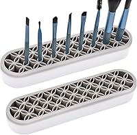 ESIW 2-Pack Grey Silicone Multi-Purpose Cosmetic Storage Box - Makeup Brush Holder, Desktop Organizer for Art Supplies, Eyeliner & Tools (90+ Slots)