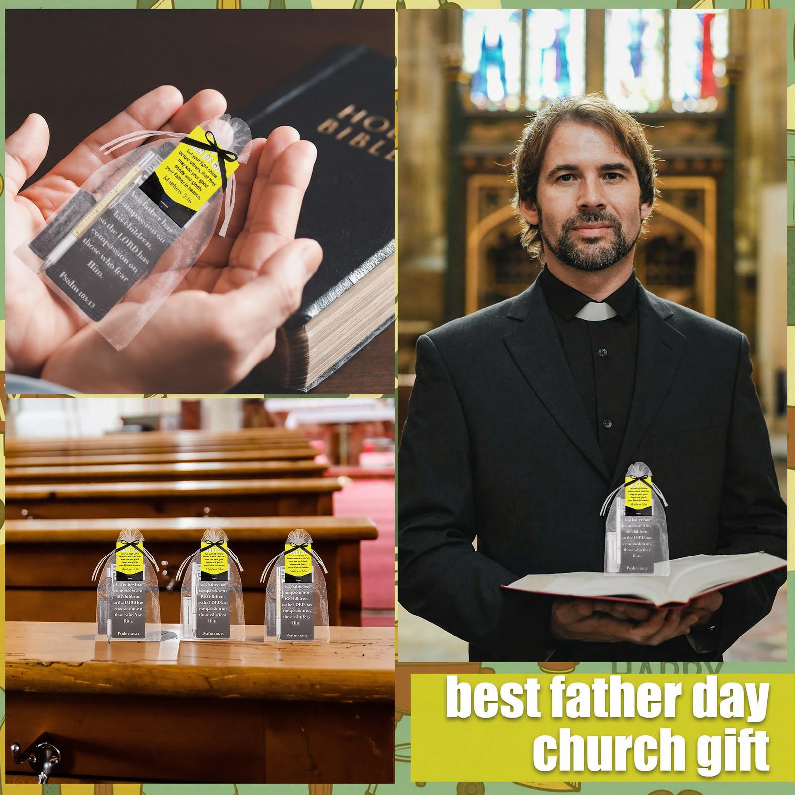 30 Sets Man of God Fathers Day Pocket Flashlight Gift for Church Christian Mini Pocket Flashlight Gift Metal 6 in 1 Pen with Bookmark Bible Card Storage Bags Thank You Present for Dad Husband