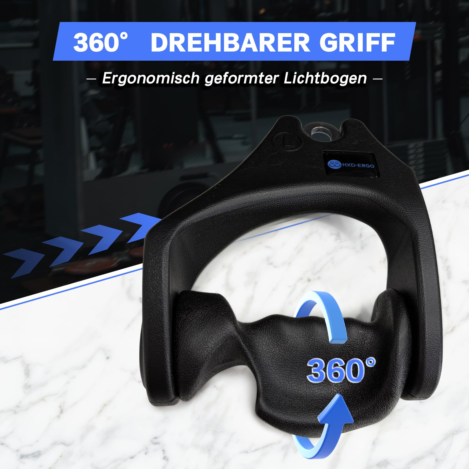 HXD-ERGO LAT Pulldown Griff - Doppel D Griff Für Kabelzug Maschine