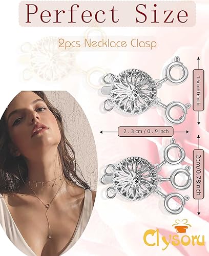 Miniatura 8 de Clysoru Separador de cierres de collar para mujer, oro y plata de 14 quilates, sin enredos, cierre de bloqueo, convertidor de cadena (dorado)