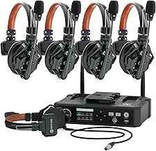Hollyland Solidcom C1 PRO 5-Person Noise Cancelling Wireless Intercom Headset System w/HUB, 1100ft Full-Duplex 1.9GHz AB Group PTT Mute Expandable Comm Headset for Church Drone TV Film（G-Mount）