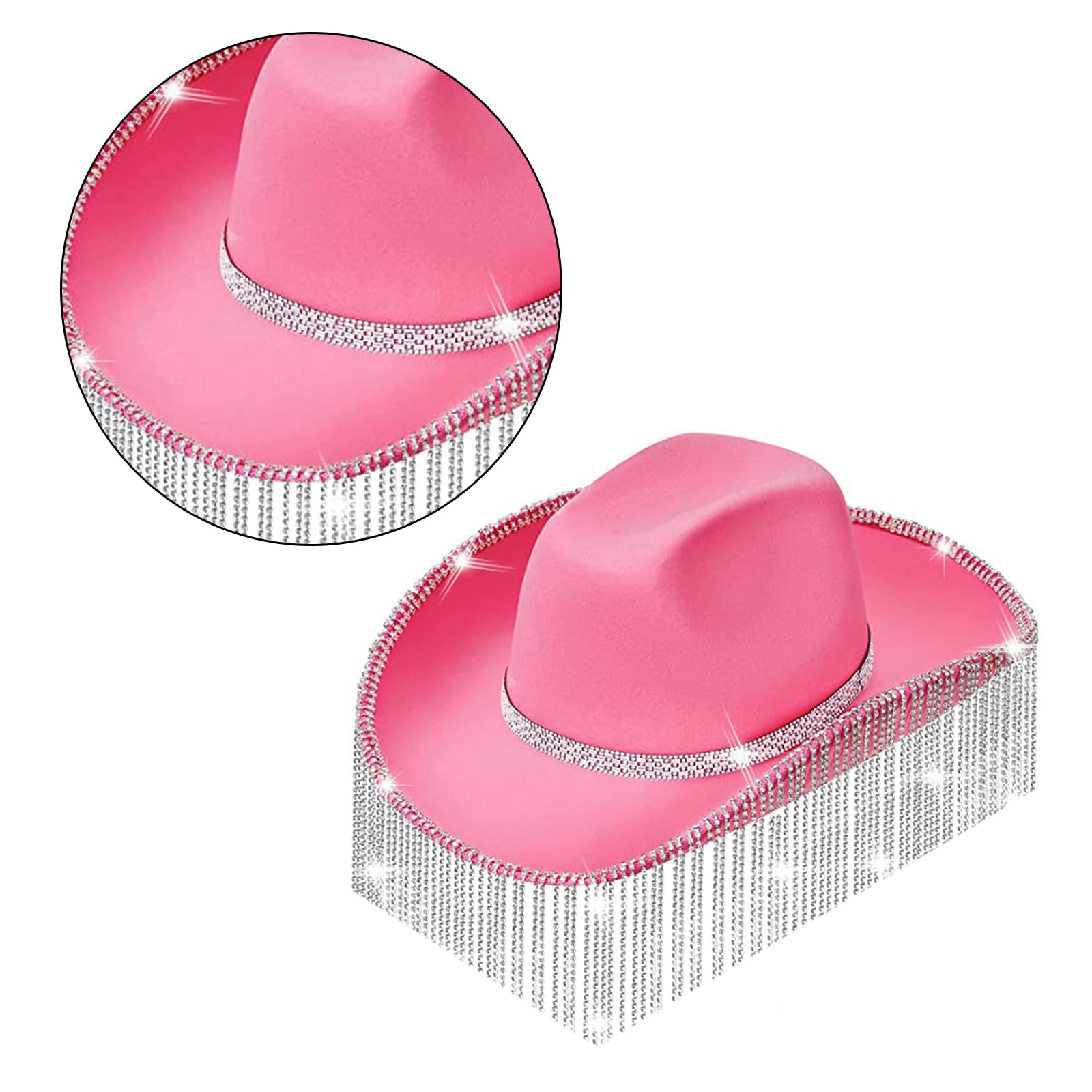 4866 Cowboy Cowgirl Hat For Women With Rhinestone Fringe, Western Rhinestone Rhinestone Fringe Cowboy Hat - Women main image 2