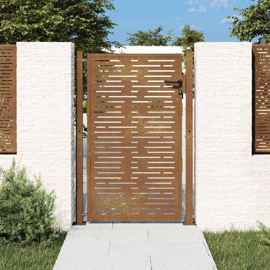 Portal de jardín de acero corten 100 x 125 cm, diseño cuadrado con postes