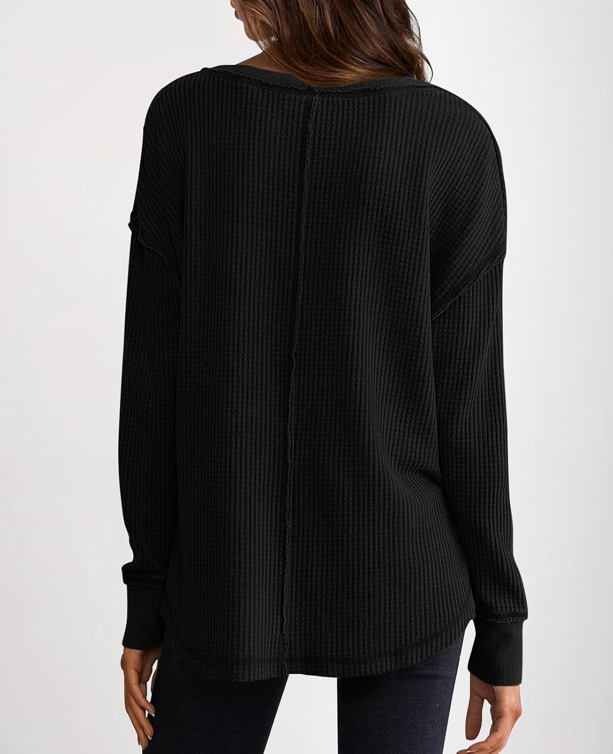 PRETTYGARDEN Womens Spring Fashion 2026 Waffle Knit Long Sleeve Tunic Tops for Women Loose Fit Dressy Casual V Neck Shirts